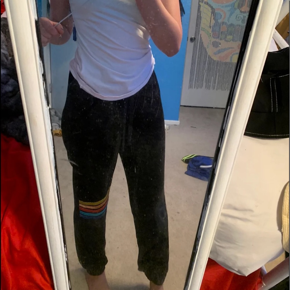 black soft sweatpants w stripes
